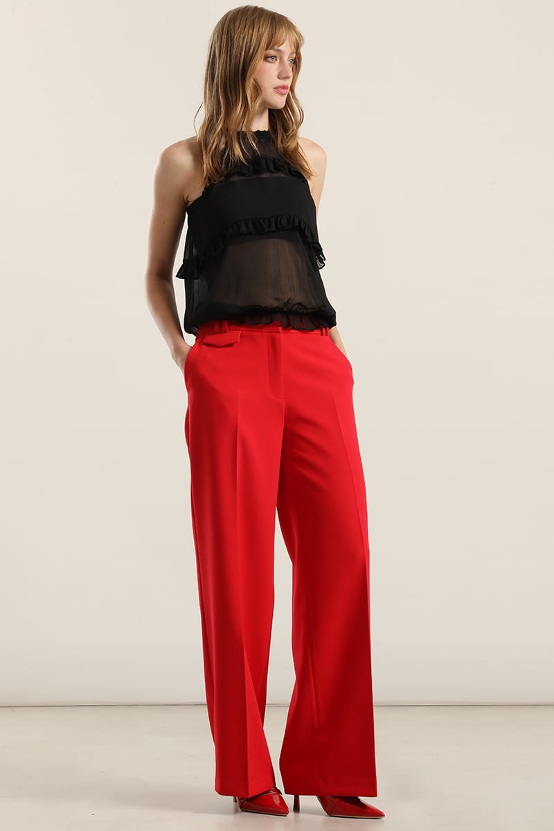 PANTALON ANCHO, TIRO ALTO, ROJO LIOLA - 3