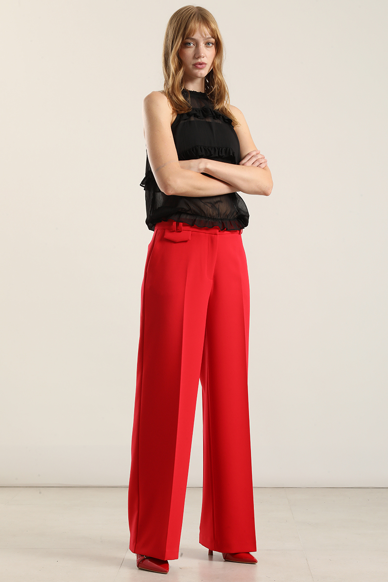 PANTALON ANCHO, TIRO ALTO, ROJO LIOLA - 5
