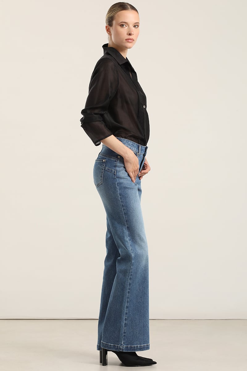 JEANS FLARE, TIRO MEDIO, AZUL LIOLA - 2