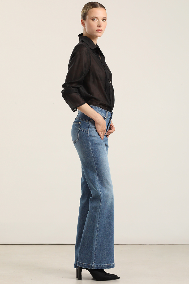 JEANS FLARE, TIRO MEDIO, AZUL LIOLA - 2