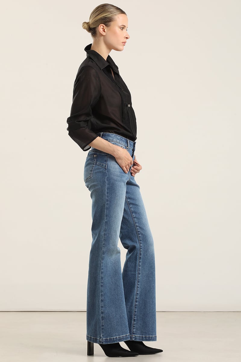 JEANS FLARE, TIRO MEDIO, AZUL LIOLA - 3