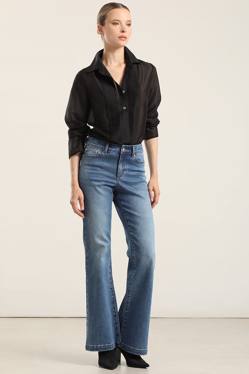JEANS FLARE, TIRO MEDIO, AZUL LIOLA - 4