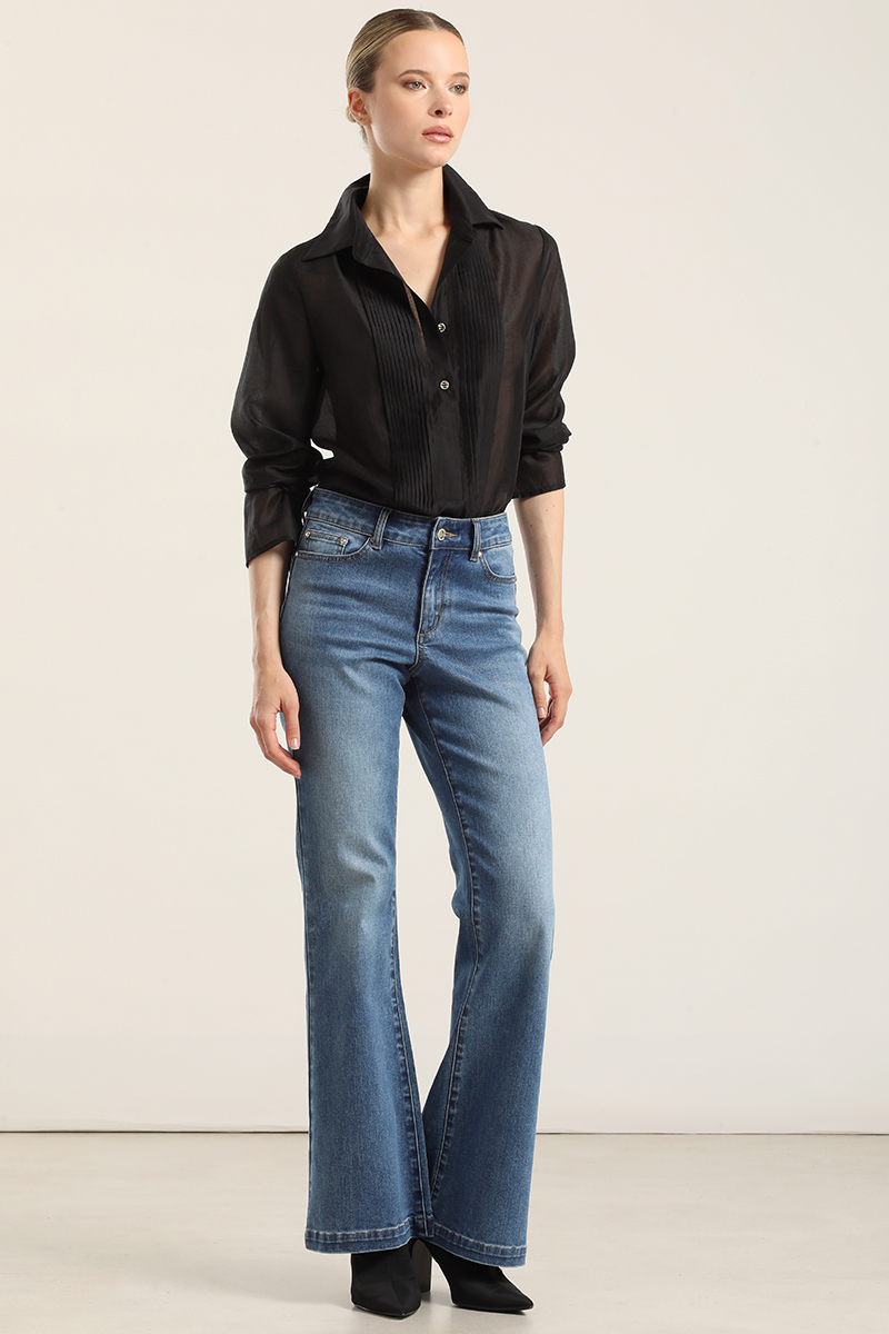 JEANS FLARE, TIRO MEDIO, AZUL LIOLA - 4