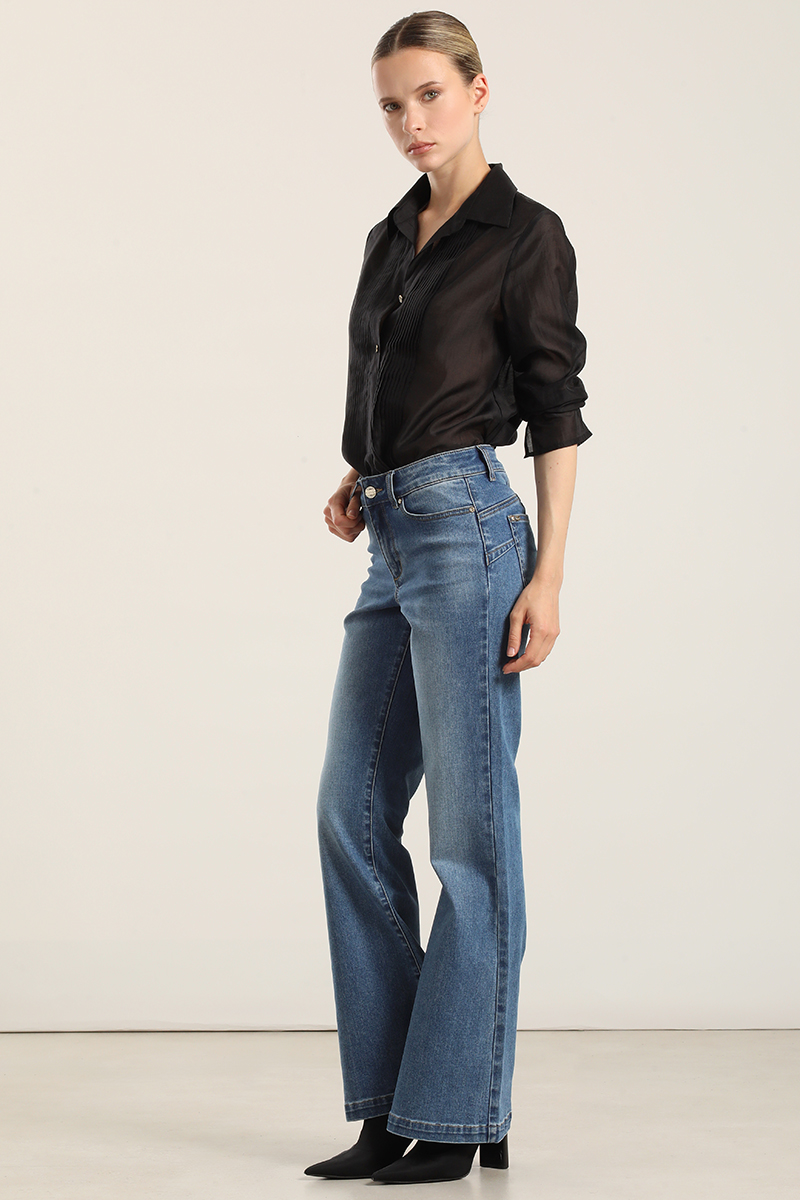 JEANS FLARE, TIRO MEDIO, AZUL LIOLA - 5