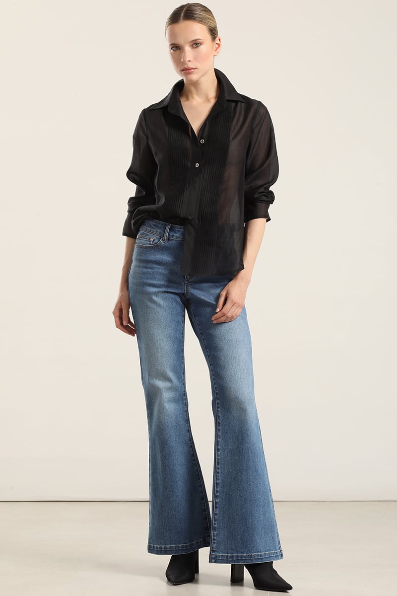 JEANS FLARE, TIRO MEDIO, AZUL LIOLA - 6