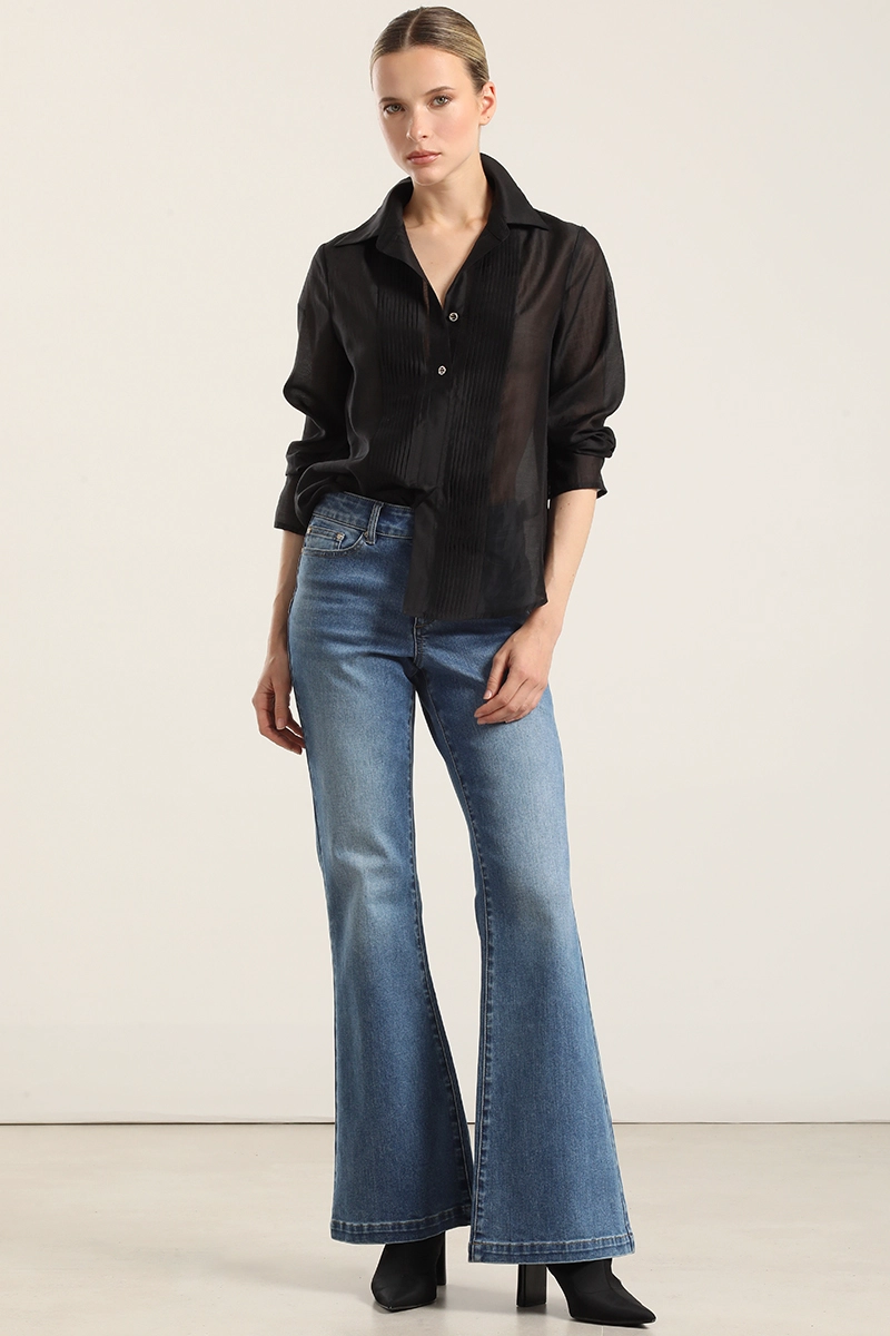 JEANS FLARE, TIRO MEDIO, AZUL LIOLA - 6