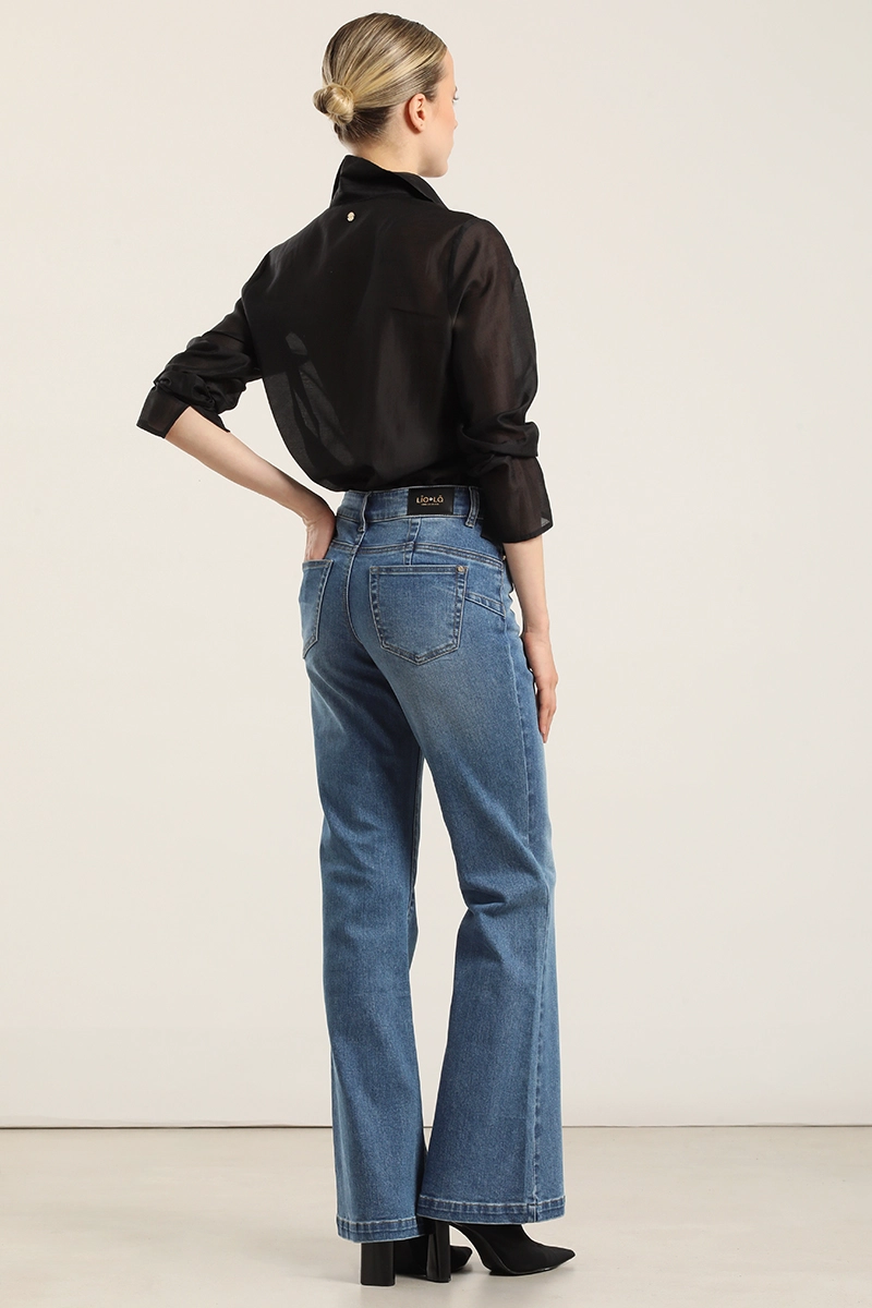 JEANS FLARE, TIRO MEDIO, AZUL LIOLA - 7