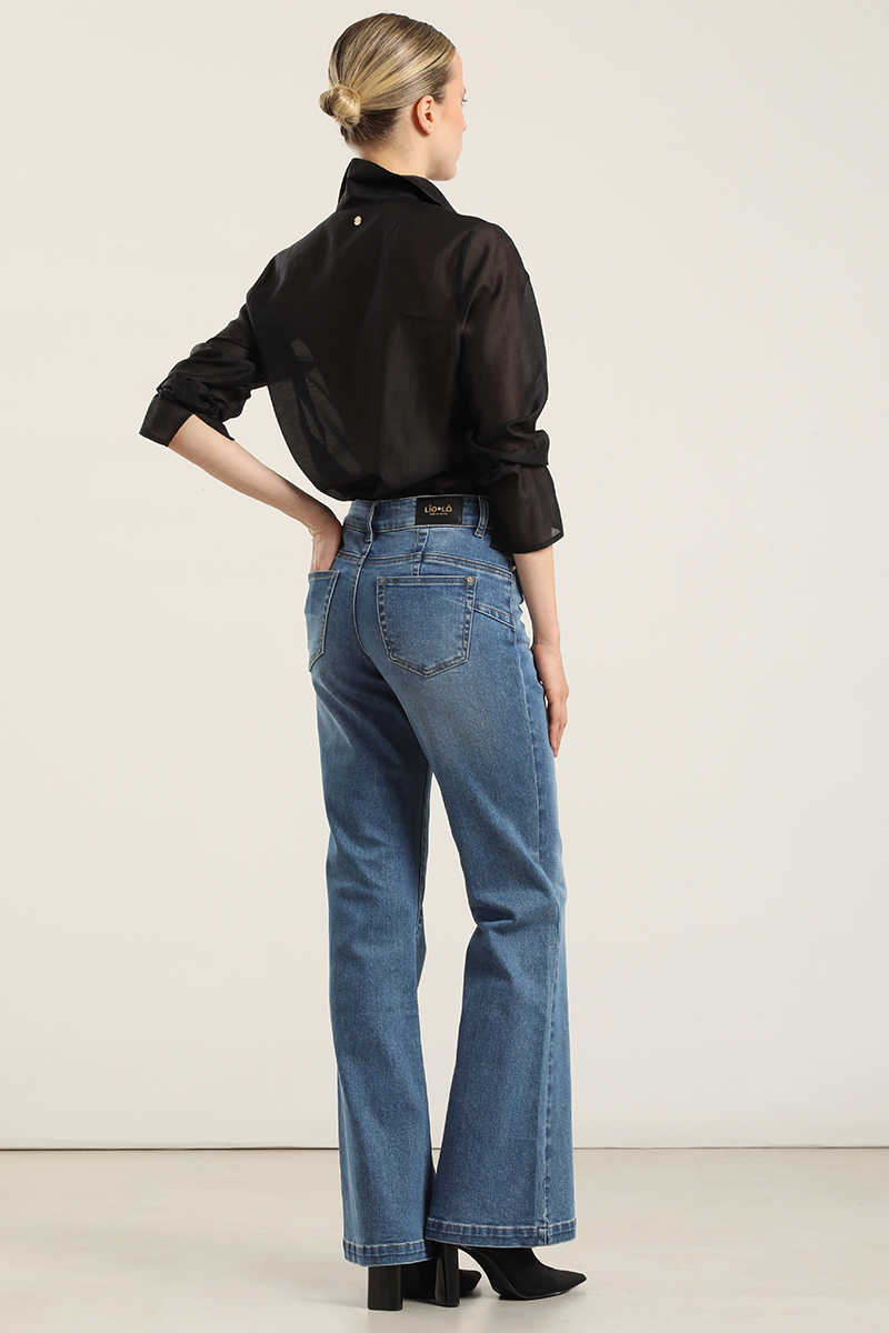 JEANS FLARE, TIRO MEDIO, AZUL LIOLA - 7