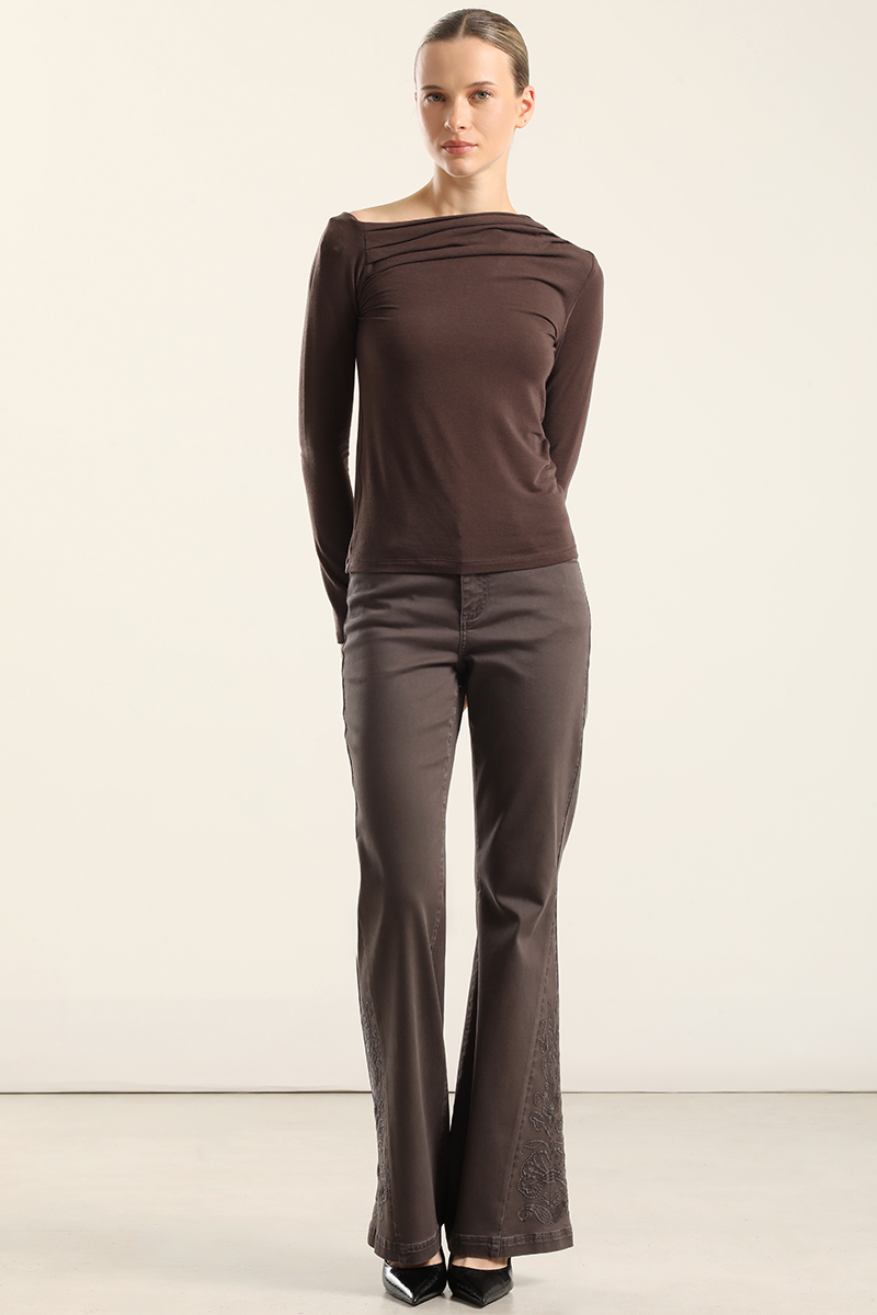 TOP ESCOTE ASIMETRICO, CHOCOLATE LIOLA - 2