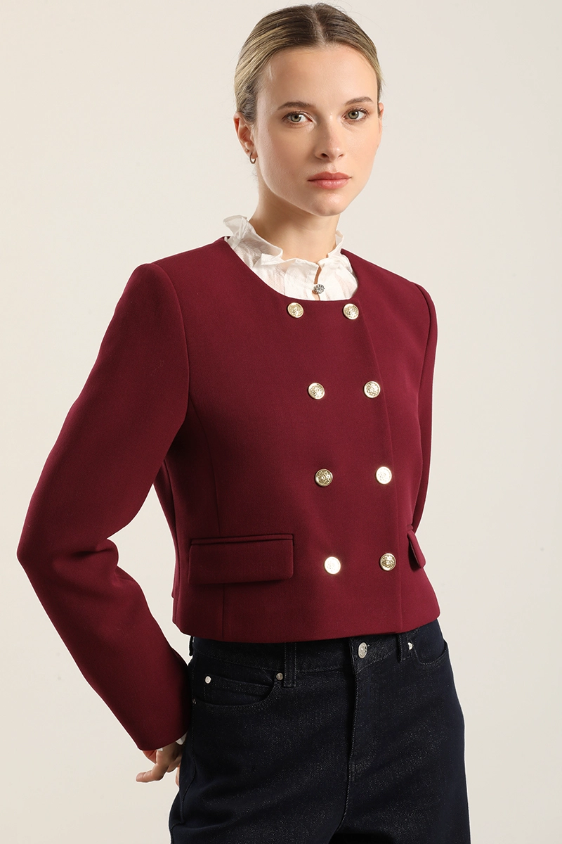 CHAQUETA CROPPED, CRUZADA, BURDEO LIOLA - 1