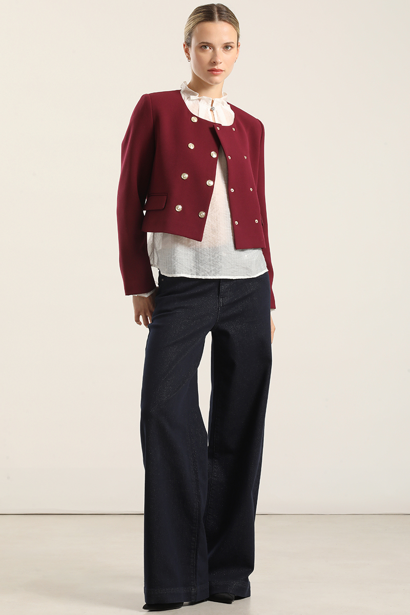 CHAQUETA CROPPED, CRUZADA, BURDEO LIOLA - 2