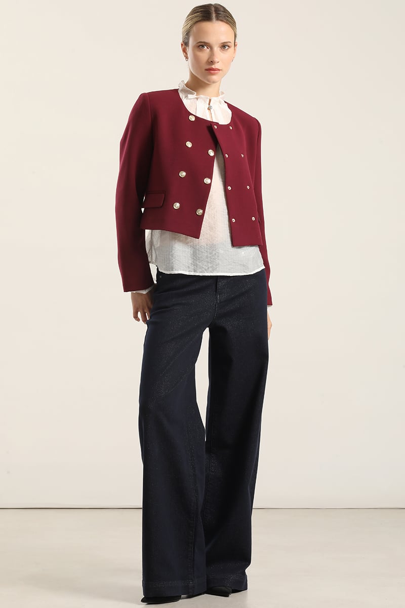 CHAQUETA CROPPED, CRUZADA, BURDEO LIOLA - 2