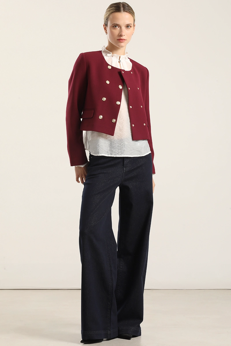 CHAQUETA CROPPED, CRUZADA, BURDEO LIOLA - 2