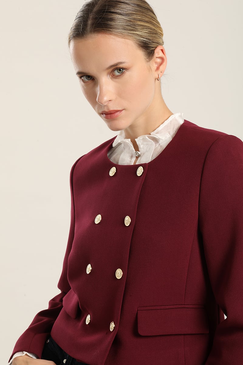 CHAQUETA CROPPED, CRUZADA, BURDEO LIOLA - 3
