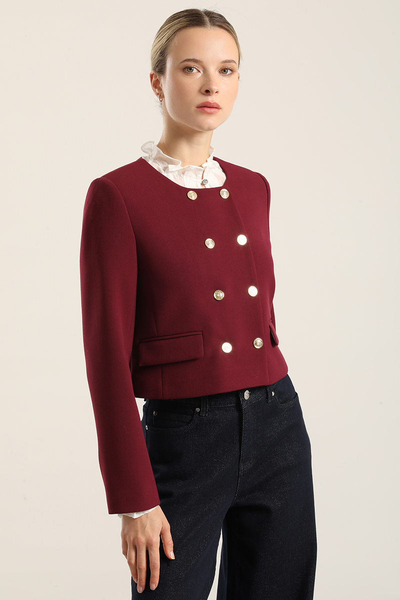 CHAQUETA CROPPED, CRUZADA, BURDEO LIOLA - 4