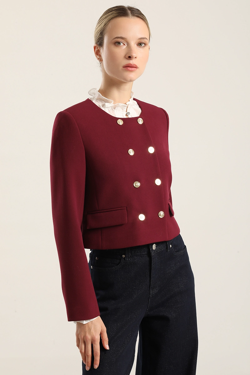 CHAQUETA CROPPED, CRUZADA, BURDEO LIOLA - 4