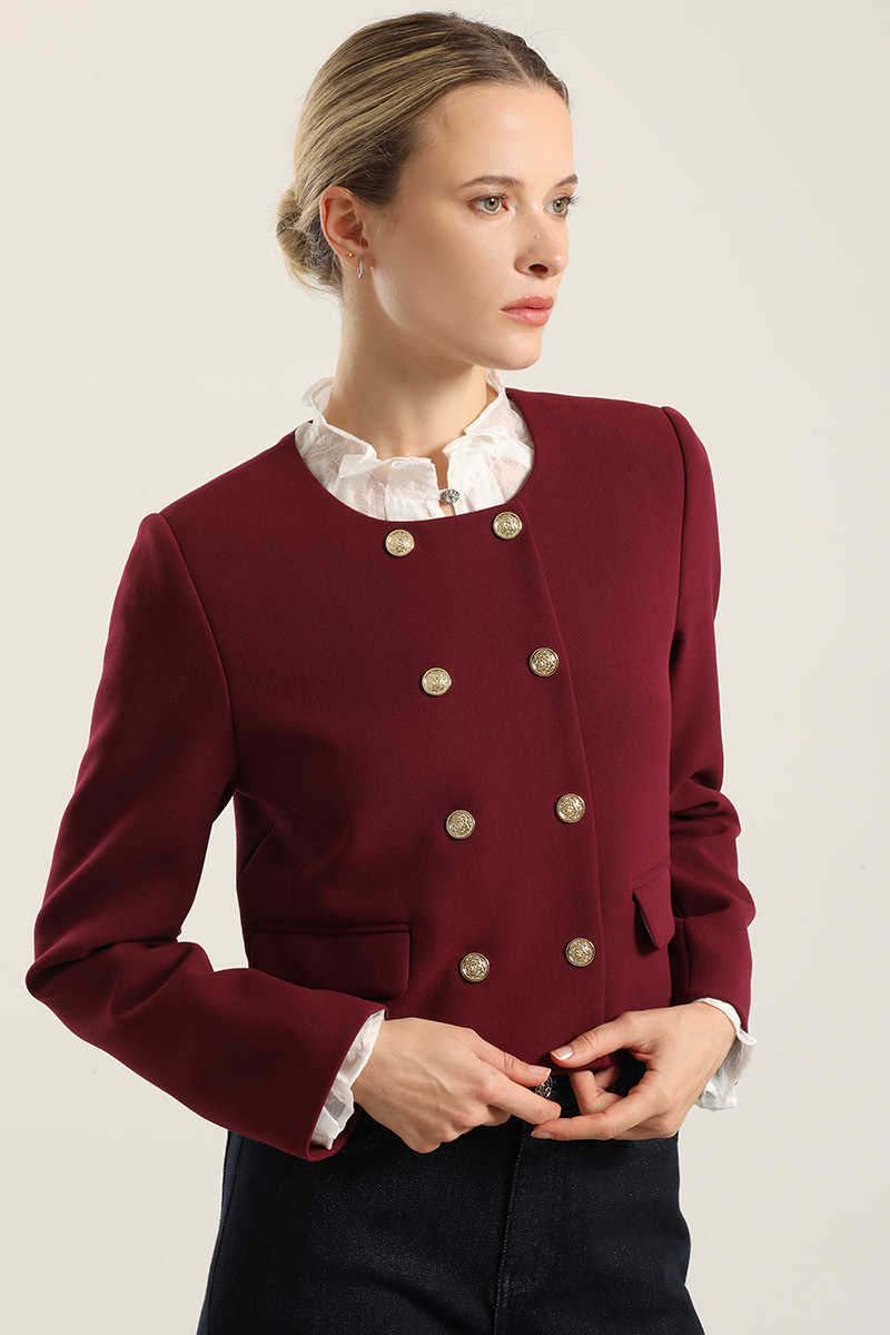 CHAQUETA CROPPED, CRUZADA, BURDEO LIOLA - 5