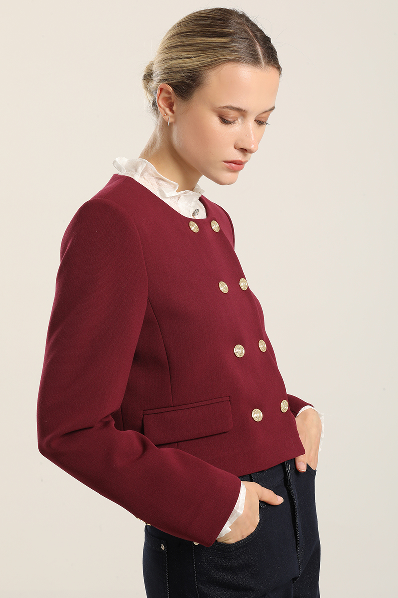 CHAQUETA CROPPED, CRUZADA, BURDEO LIOLA - 6