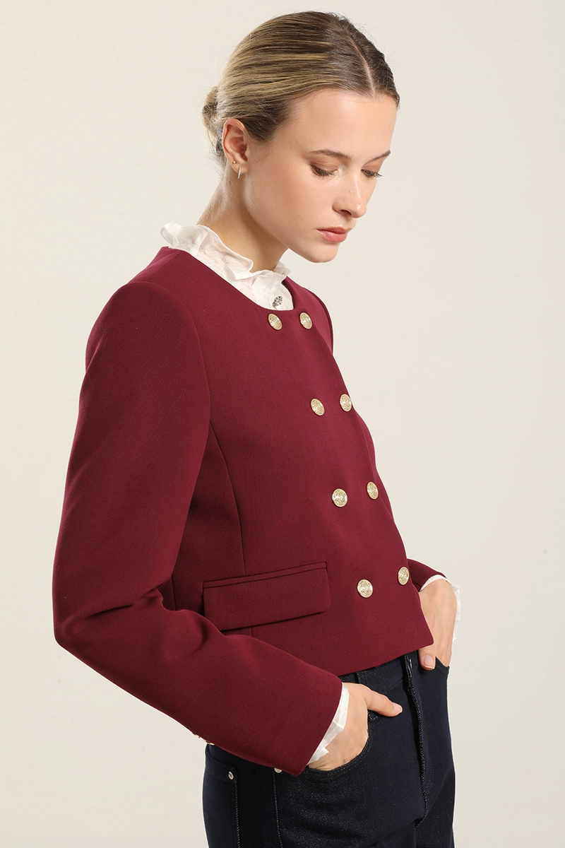 CHAQUETA CROPPED, CRUZADA, BURDEO LIOLA - 6