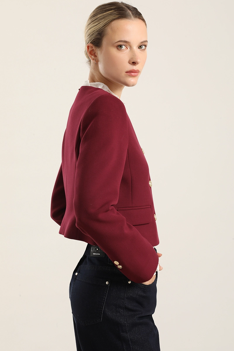 CHAQUETA CROPPED, CRUZADA, BURDEO LIOLA - 7