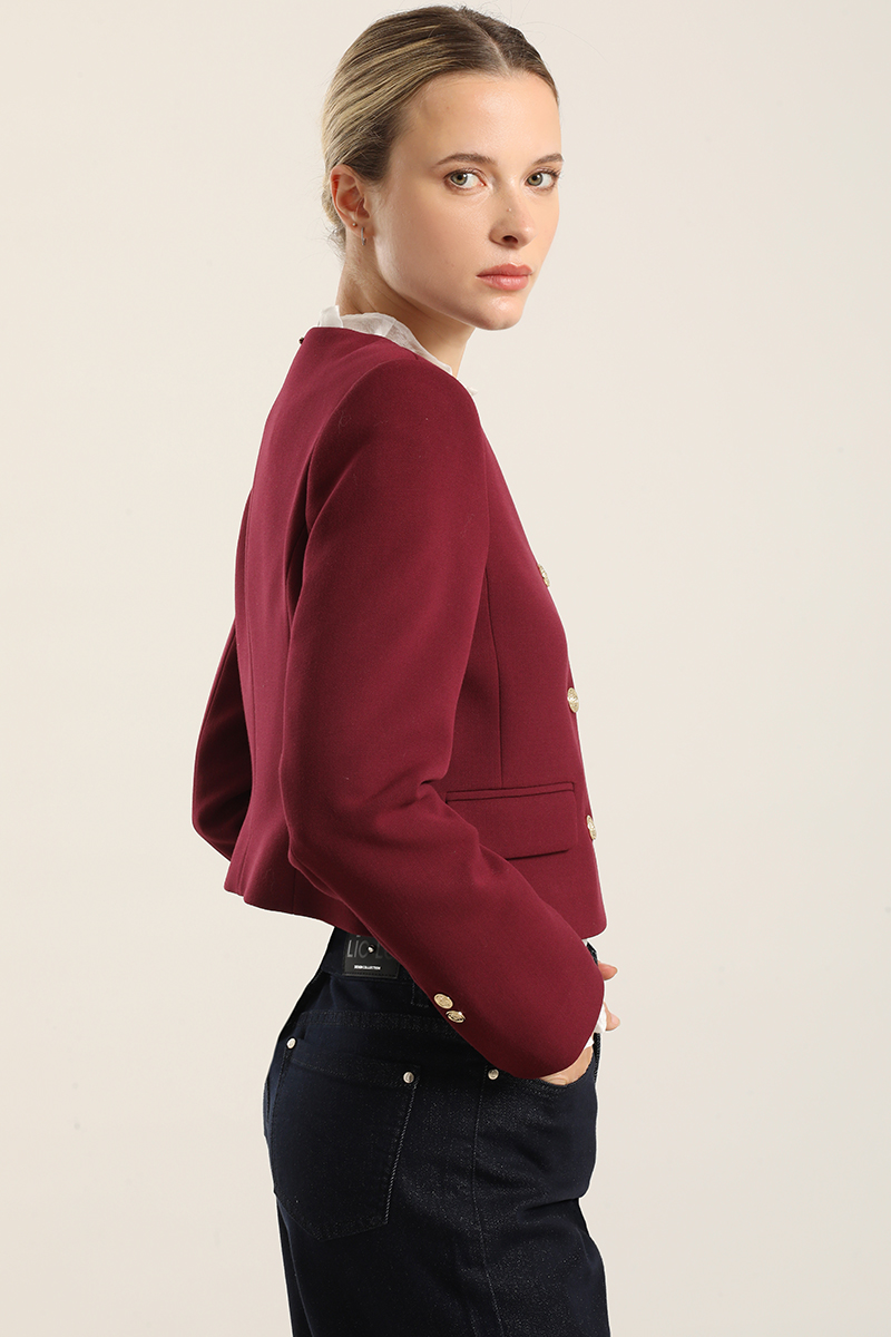 CHAQUETA CROPPED, CRUZADA, BURDEO LIOLA - 7