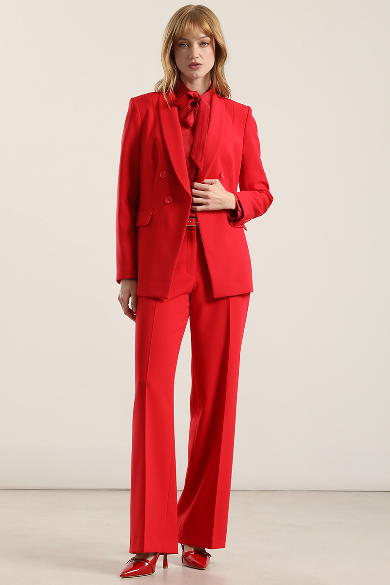 PANTALON RECTO CINTURON, TIRO ALTO, ROJO LIOLA - 1