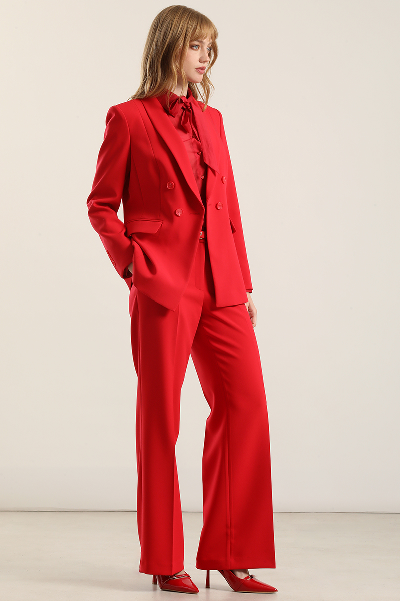 PANTALON RECTO CINTURON, TIRO ALTO, ROJO LIOLA - 7