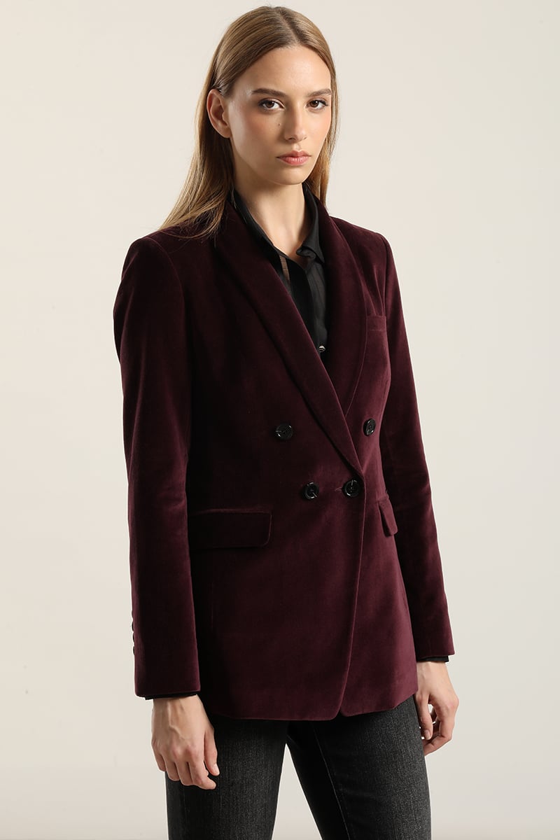 BLAZER ENTALLADO, CUELLO SMOKING, TERCIOPELO CIRUELA LIOLA - 6