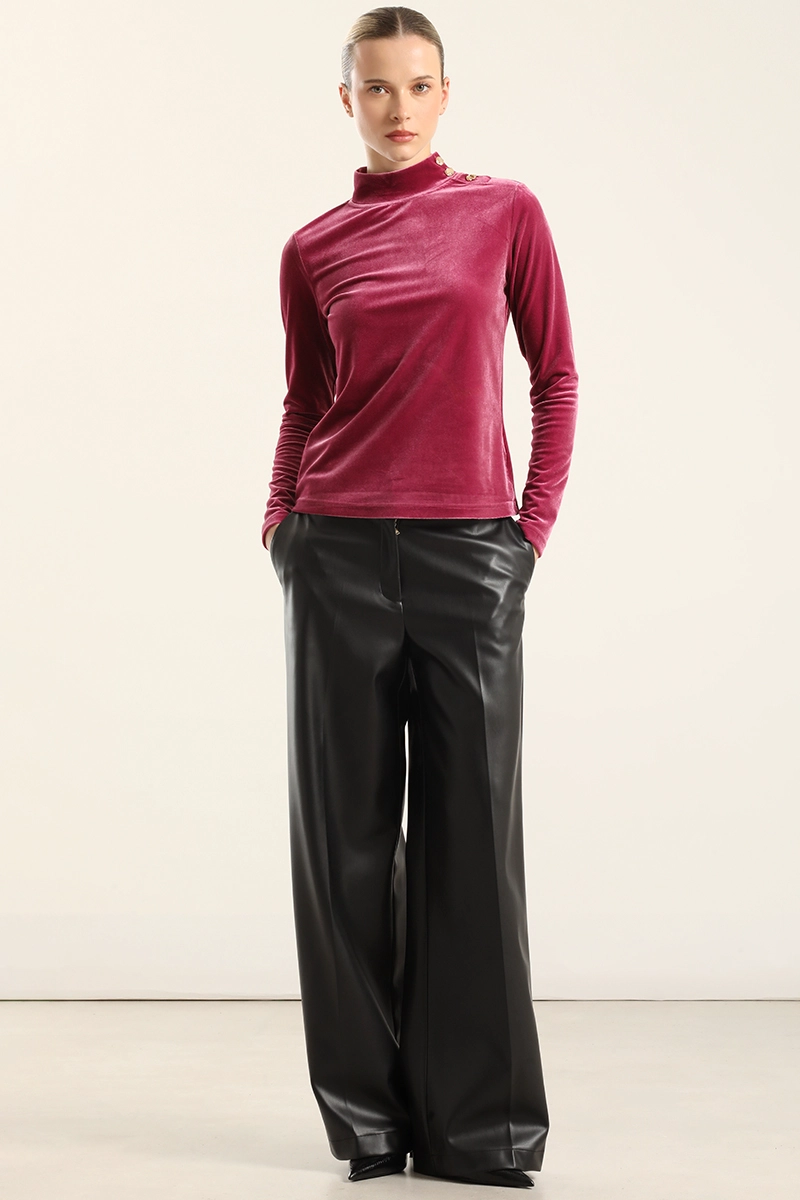 TOP VELVET, BOTONES FANTASIA, FUCSIA LIOLA - 2