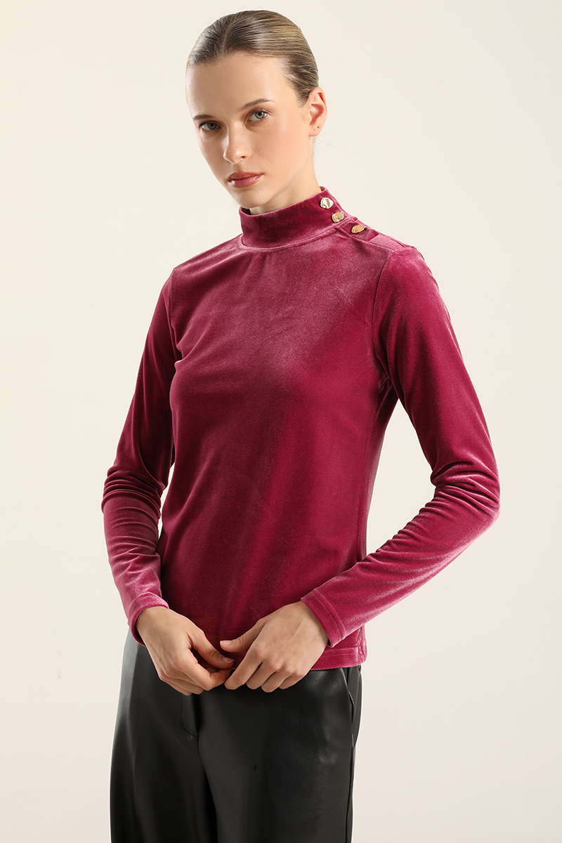 TOP VELVET, BOTONES FANTASIA, FUCSIA LIOLA - 4