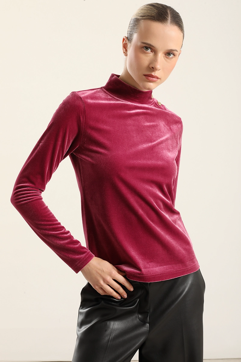 TOP VELVET, BOTONES FANTASIA, FUCSIA LIOLA - 5