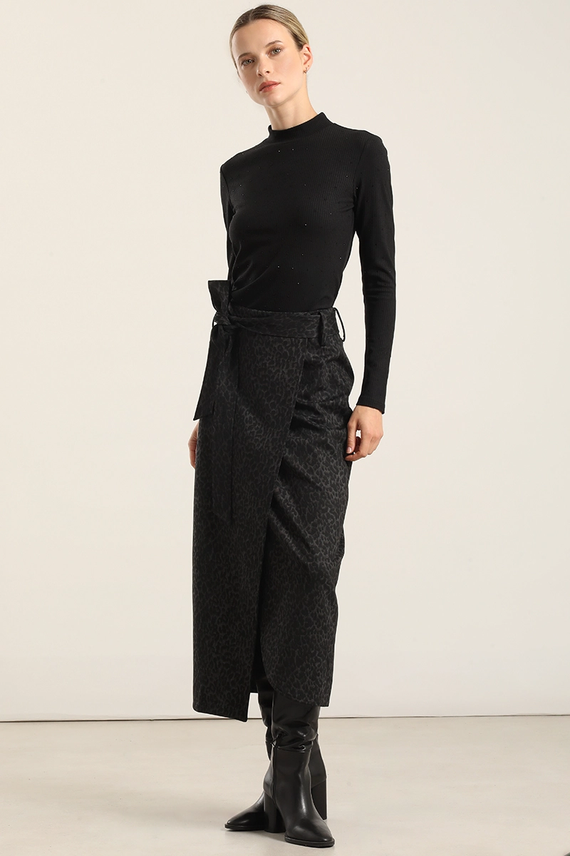 FALDA MIDI ANIMAL PRINT, NEGRO LIOLA - 6