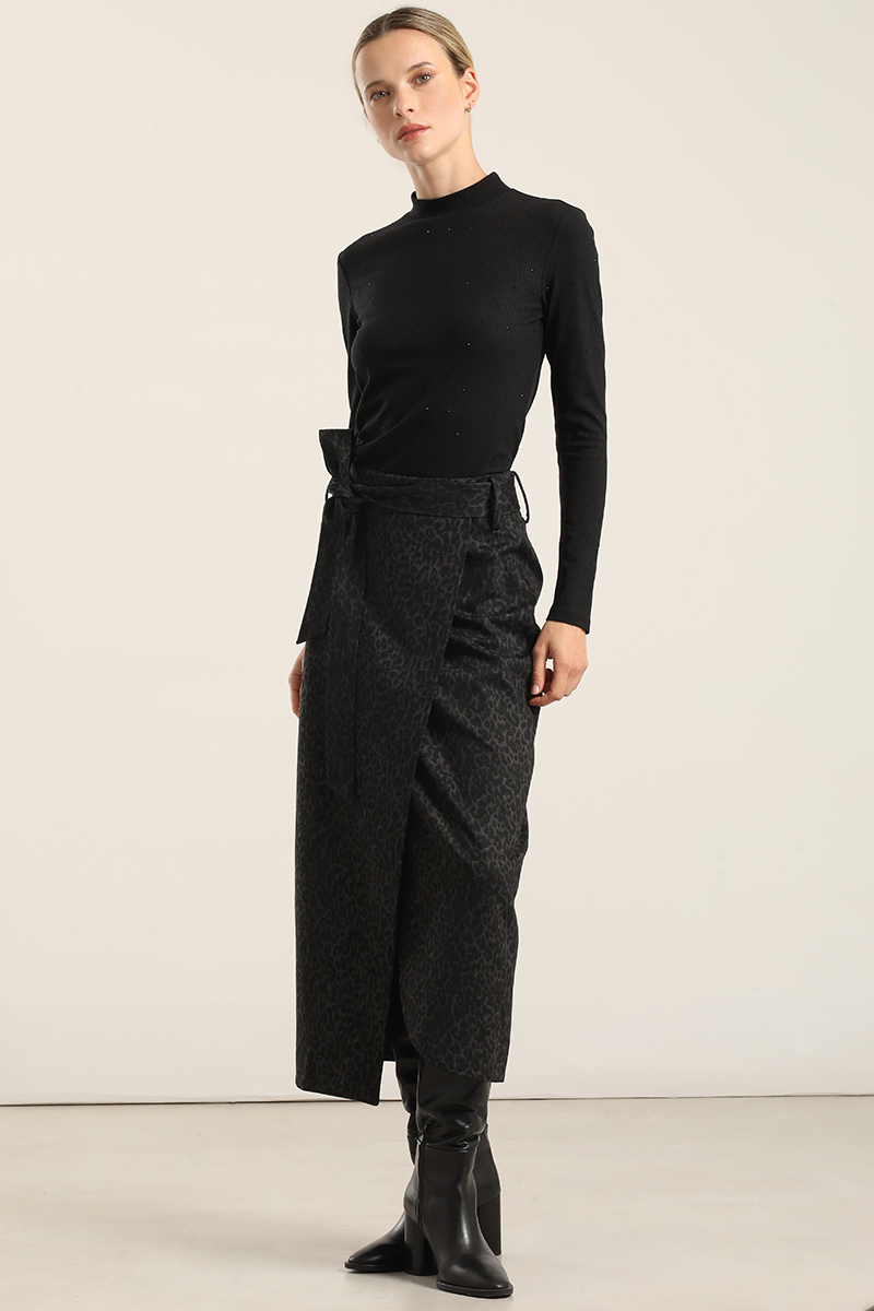 FALDA MIDI ANIMAL PRINT, NEGRO LIOLA - 6