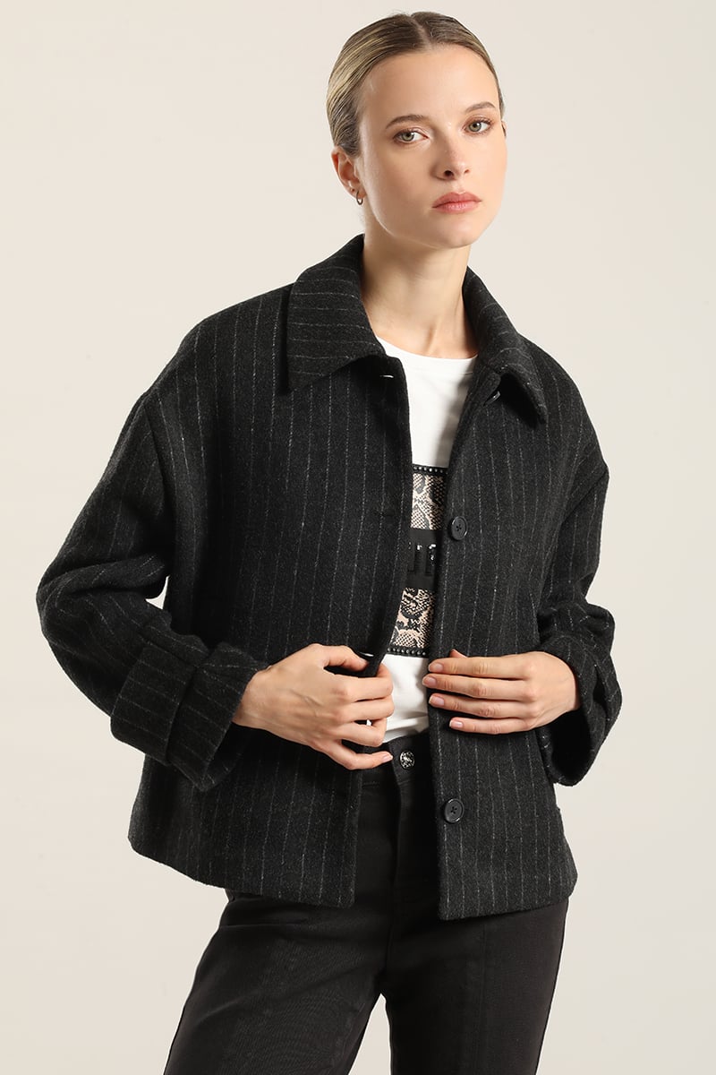 CHAQUETA CON LANA, LISTADO GRIS LIOLA - 1