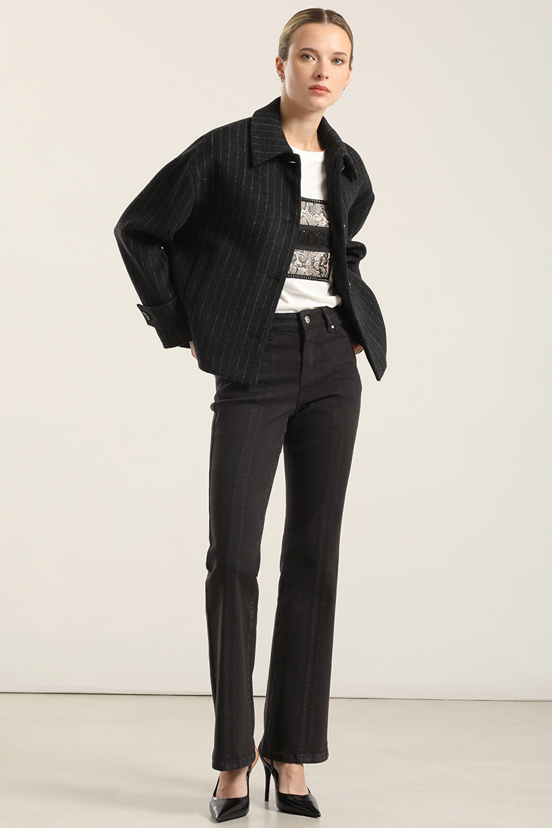 CHAQUETA CON LANA, LISTADO GRIS LIOLA - 2