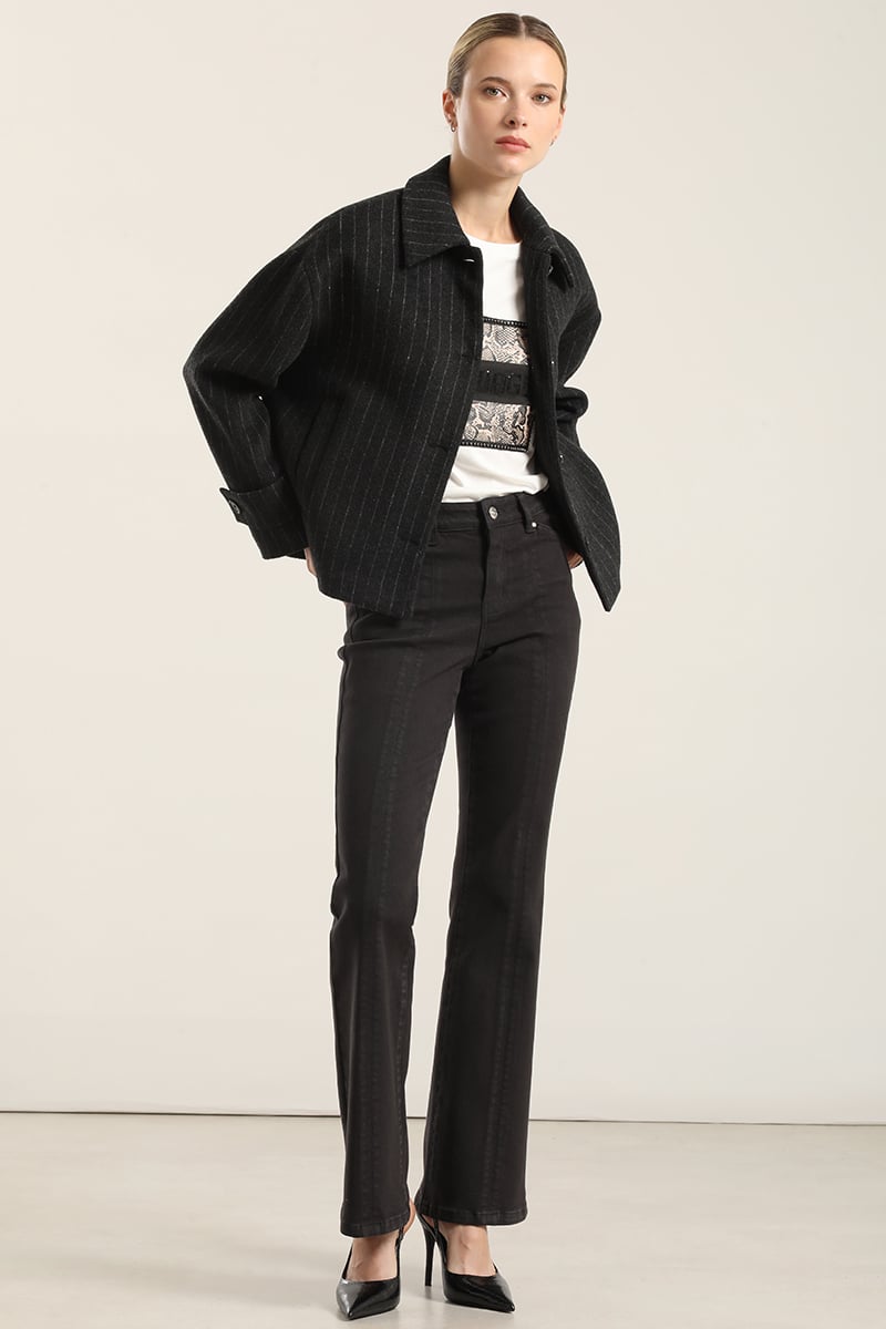 CHAQUETA CON LANA, LISTADO GRIS LIOLA - 2