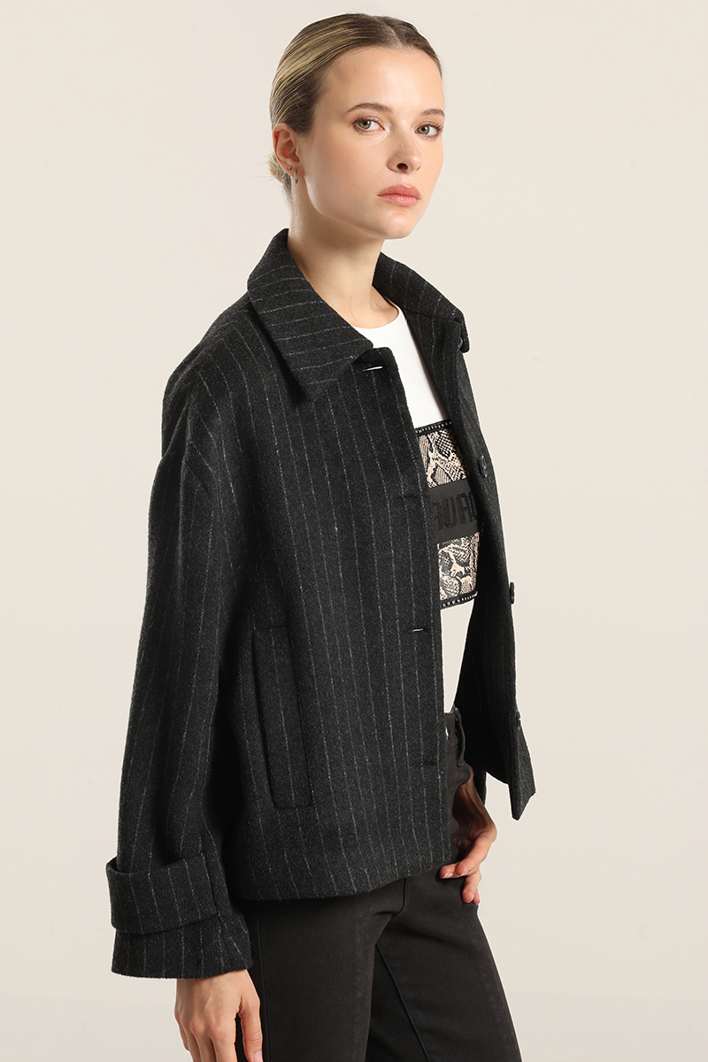 CHAQUETA CON LANA, LISTADO GRIS LIOLA - 3