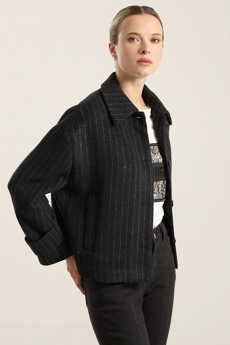 CHAQUETA CON LANA, LISTADO GRIS LIOLA - 4