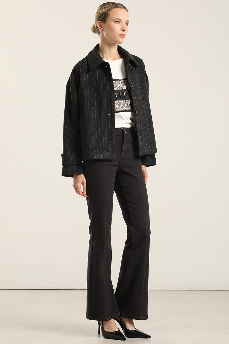 CHAQUETA CON LANA, LISTADO GRIS LIOLA - 5