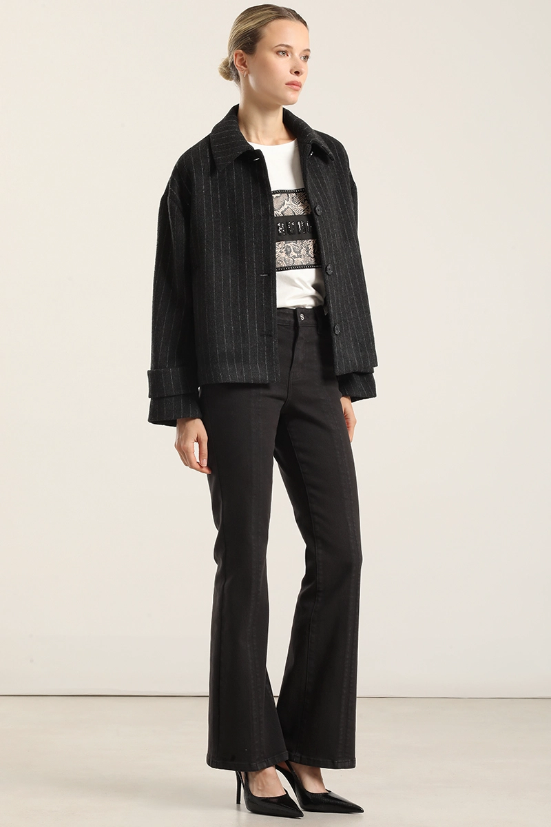 CHAQUETA CON LANA, LISTADO GRIS LIOLA - 5