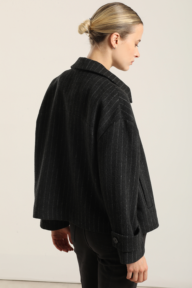 CHAQUETA CON LANA, LISTADO GRIS LIOLA - 6