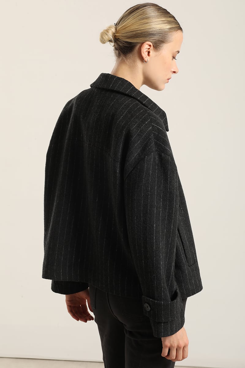 CHAQUETA CON LANA, LISTADO GRIS LIOLA - 6