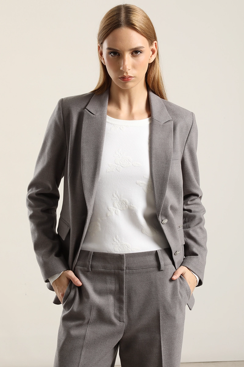 BLAZER BOTON JOYA, GRIS LIOLA - 1