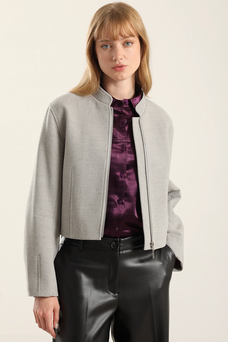 CHAQUETA BOMBER, MUFLON MELANGE GRIS LIOLA - 1