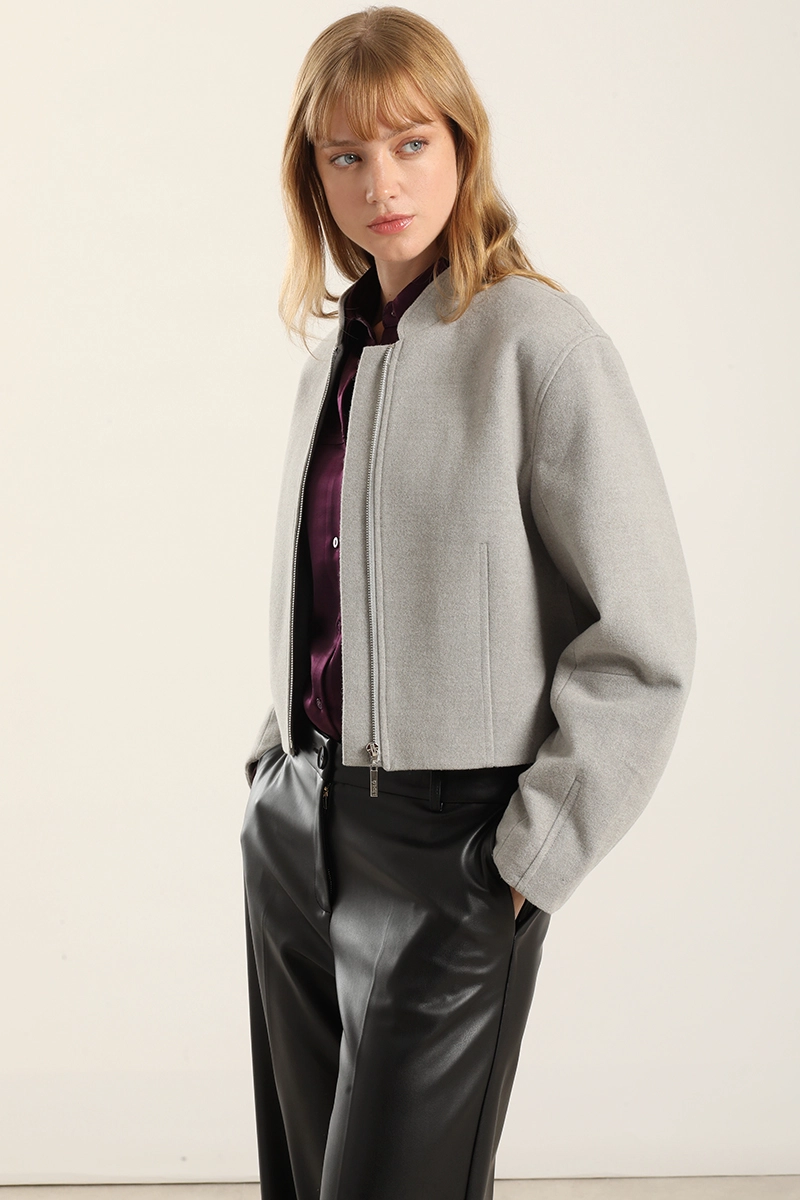 CHAQUETA BOMBER, MUFLON MELANGE GRIS LIOLA - 5