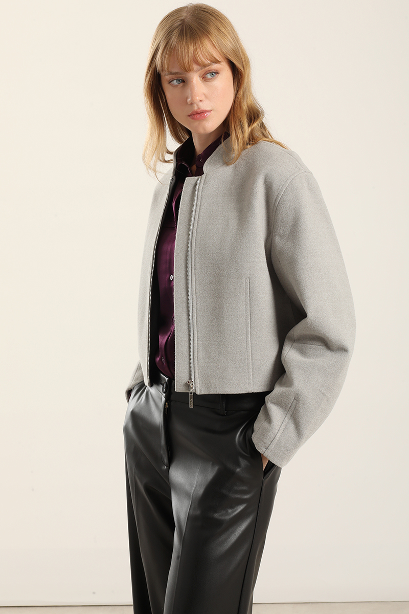 CHAQUETA BOMBER, MUFLON MELANGE GRIS LIOLA - 5