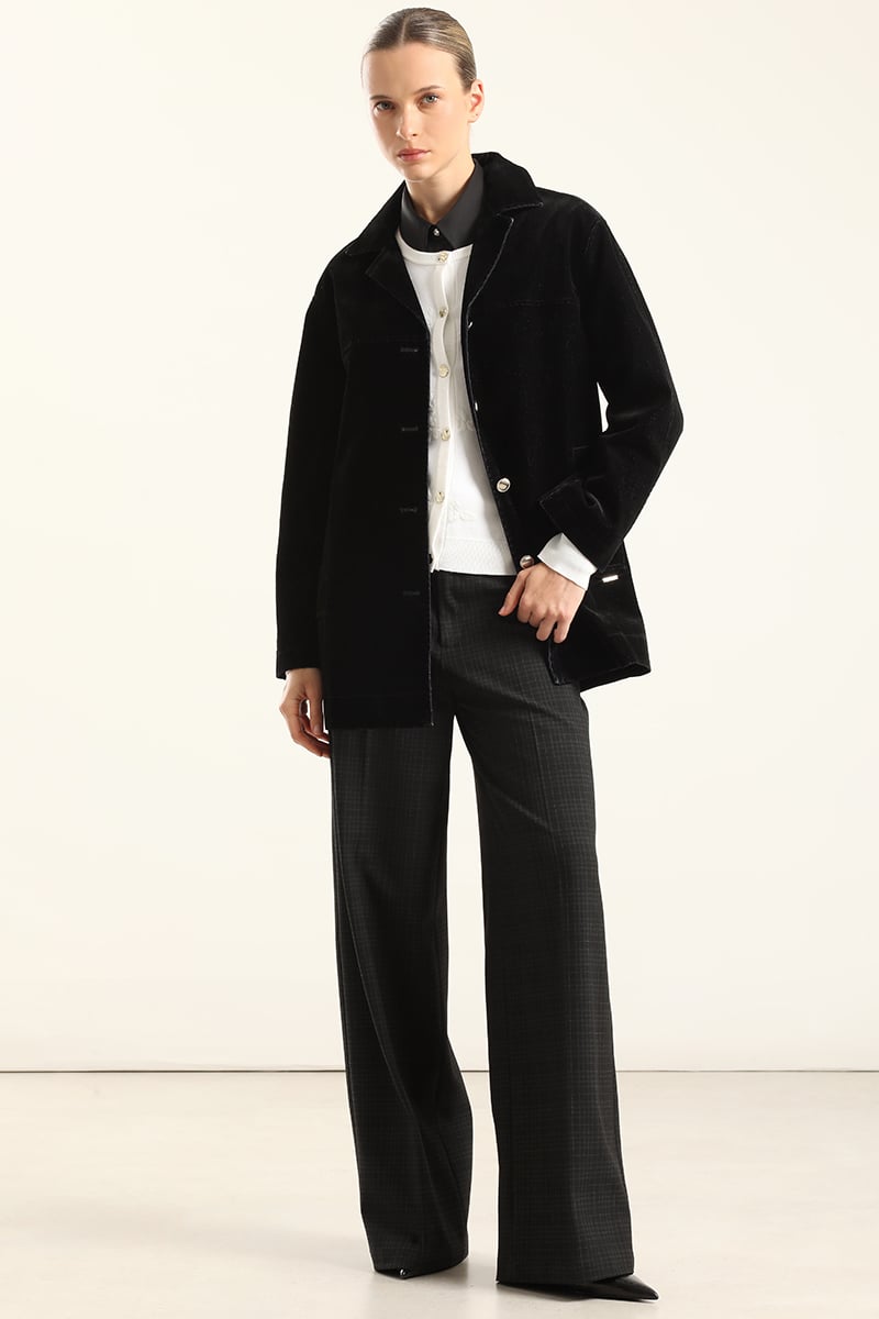 CHAQUETON GABARDINA EFECTO TERCIOPELO, NEGRO LIOLA - 2