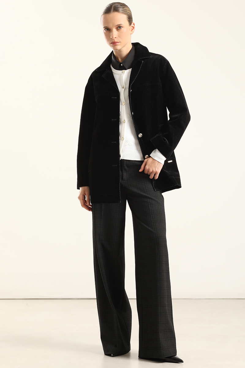 CHAQUETON GABARDINA EFECTO TERCIOPELO, NEGRO LIOLA - 2