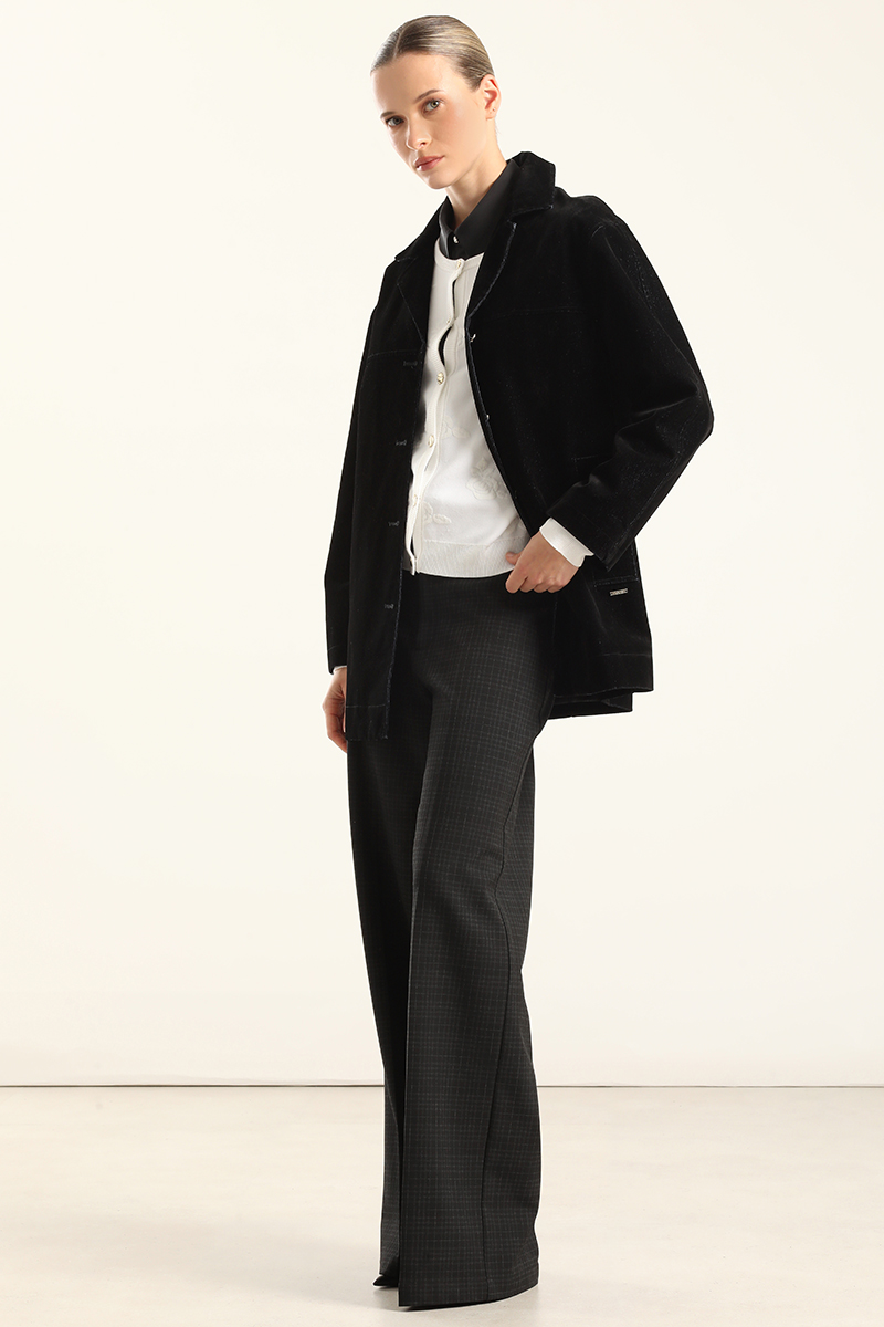 CHAQUETON GABARDINA EFECTO TERCIOPELO, NEGRO LIOLA - 5