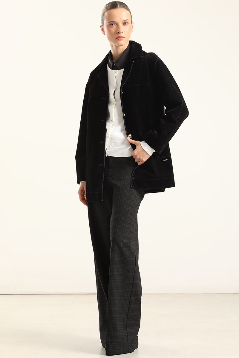 CHAQUETON GABARDINA EFECTO TERCIOPELO, NEGRO LIOLA - 7